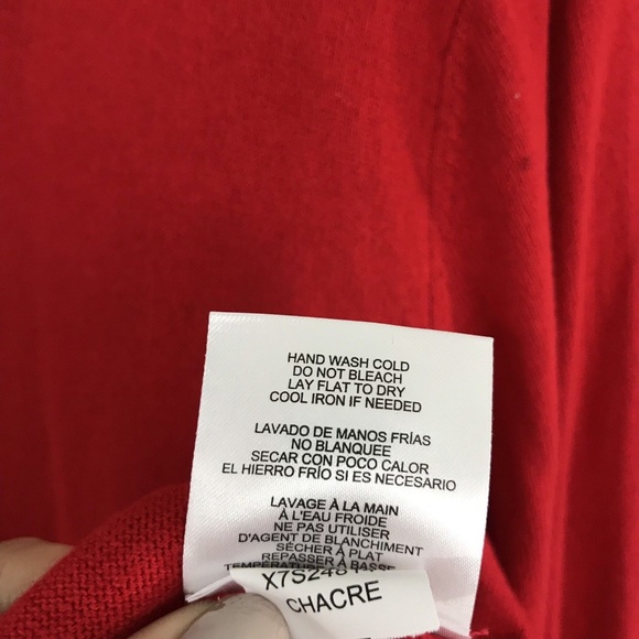 Ellen Tracy Red Jeweled Crew Neck Cardigan - Picture 6 of 7